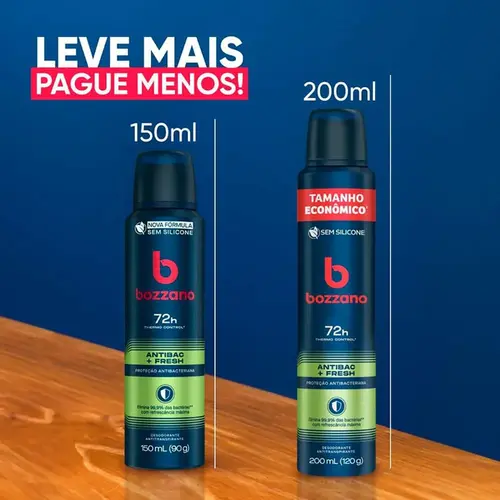 Desodorante Masculino Bozzano Antibac + Fresh 72h Aerossol 200ml