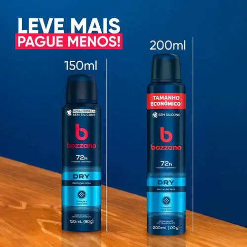 Desodorante Masculino Bozzano Dry 72h Aerossol 200ml