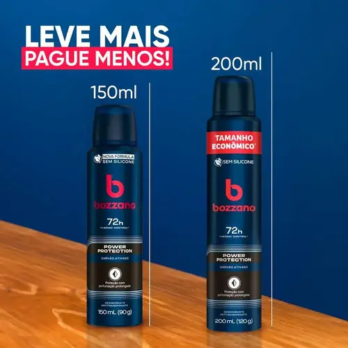 Desodorante Masculino Bozzano Power Protection Carvão Ativado 72h Aerossol 200ml