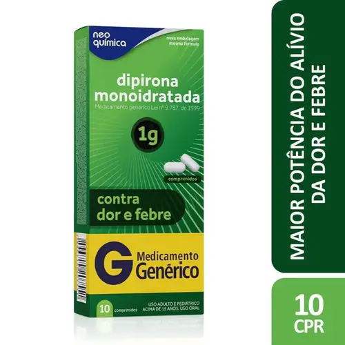 Dipirona Monoidratada 1G Neo Química Genérico 10 Comprimidos