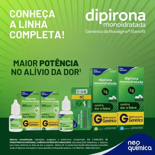 Dipirona Monoidratada 1G Neo Química Genérico 10 Comprimidos
