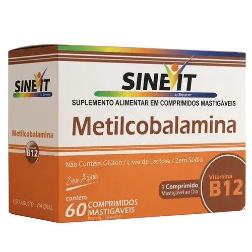 Vitamina B12 Metilcobalamina 9,94mcg Sinevit 60 Comprimidos Mastigáveis