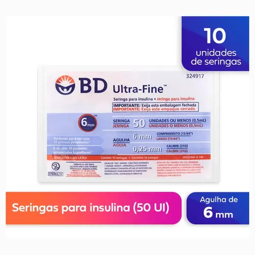 Seringa para Insulina BD Ultra-Fine 6mm 50UI - 10 Unidades