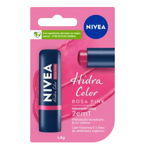 Hidratante Labial Nivea Hidra Color - 2 em 1 - Rosa Pink - 4,8g