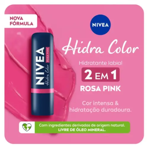 Hidratante Labial Nivea Hidra Color - 2 em 1 - Rosa Pink - 4,8g