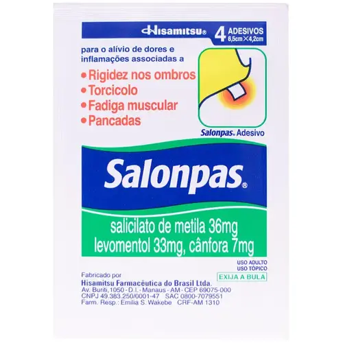 Salonpas Adesivo - Tamanho Pequeno - 4 Adesivos Transdérmicos