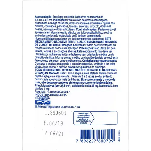 Salonpas Adesivo - Tamanho Pequeno - 4 Adesivos Transdérmicos