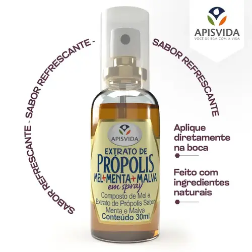 Spray Própolis Apis Vida - Sabor Menta e Malva - 30ml