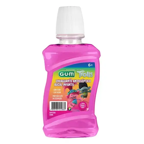 Enxaguante Bucal Infantil Gum Trolls Antisséptico 250ml