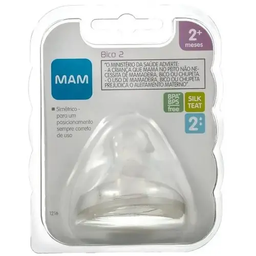 Bico de Mamadeira MAM Fluxo Médio +2 Meses - 1 Unidade