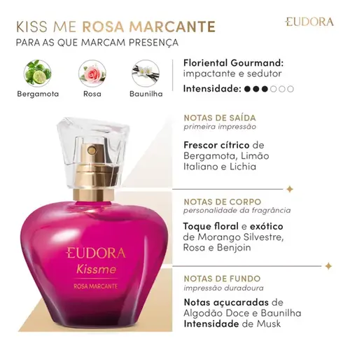 Eudora Kiss Me Rosa Marcante Colônia Desodorante 50ml
