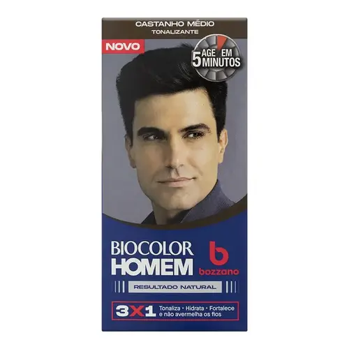 Tonalizante Masculino Bozzano Biocolor Castanho Médio 1 Unidade