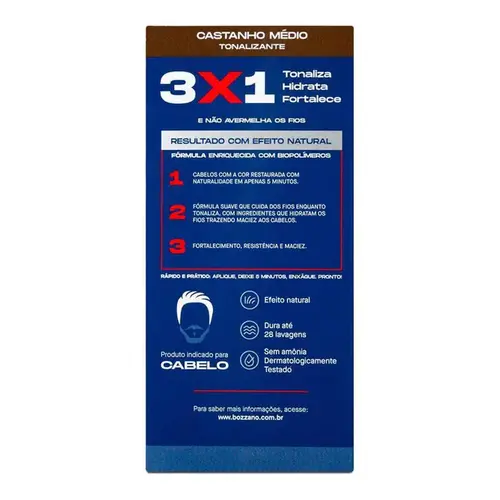 Tonalizante Masculino Bozzano Biocolor Castanho Médio 1 Unidade