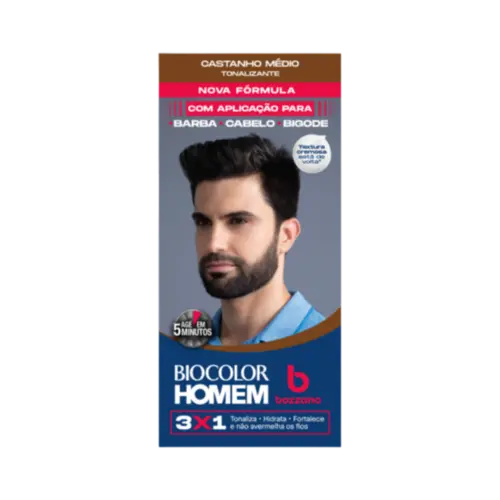Tonalizante de Cabelo Masculino Biocolor Homem Bozzano Castanho Médio