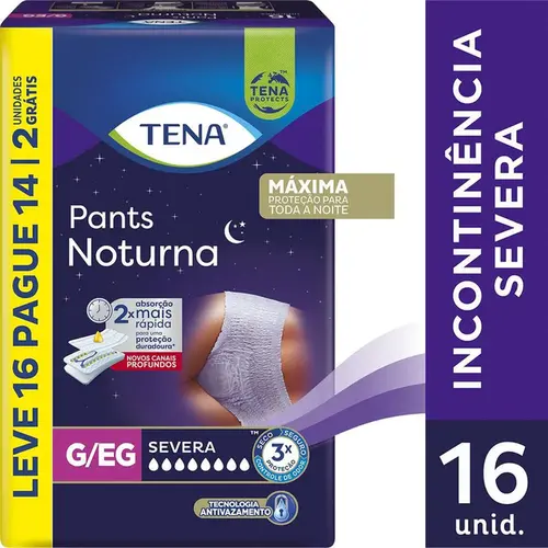 Roupa Íntima Tena Pants Noturna G/EG Leve 16 Pague 14