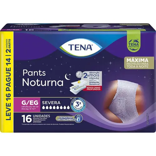 Roupa Íntima Tena Pants Noturna G/EG Leve 16 Pague 14