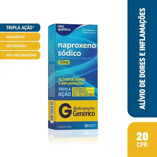 Naproxeno Sódico 550mg 20 Comprimidos - Neo Química - Genérico