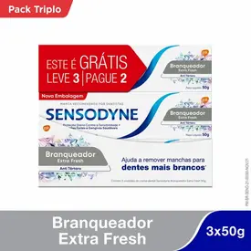 Kit Creme Dental Sensodyne Branqueador Extra Fresh 50g Leve 3 Pague 2