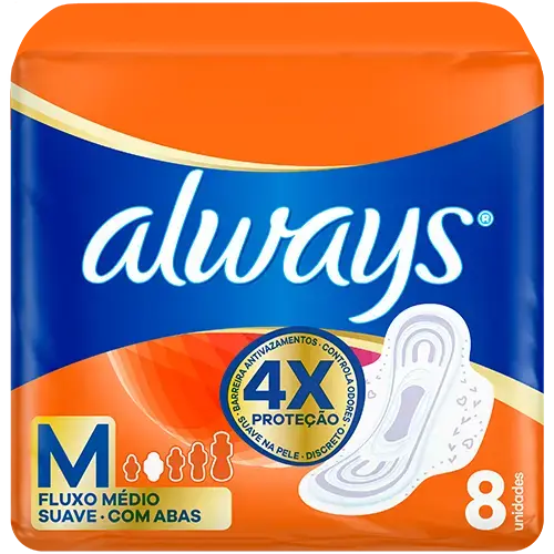 Absorvente Always Maxi Proteção Suave com Abas 8 Unidades