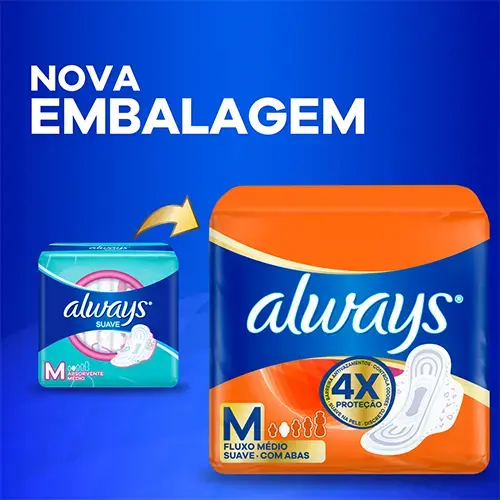 Absorvente Always Maxi Proteção Suave com Abas 8 Unidades