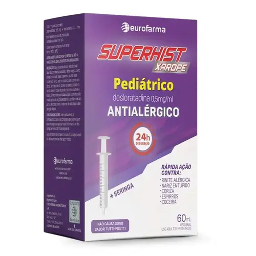 Superhist Pediátrico Tutti-Frutti 60ml Xarope + Seringa Dosadora