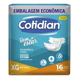 Fralda Geriátrica Cotidian Bem Estar Xg 16 Unidades