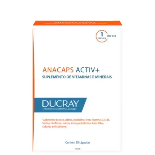 Anacaps Activ+ Ducray Cabelos e Unhas 30 Cápsulas