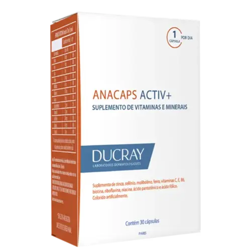 Anacaps Activ+ Ducray Cabelos e Unhas 30 Cápsulas