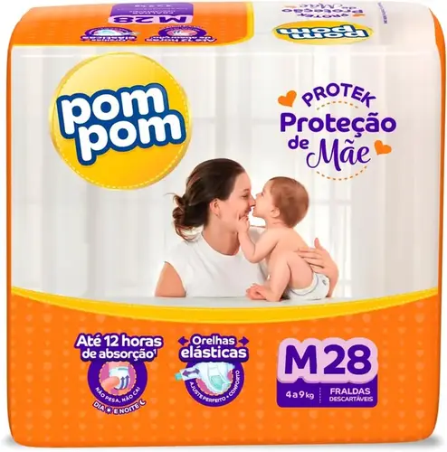 Fralda Pom Pom Derma Protek Proteção de Mãe M 28 Unidades