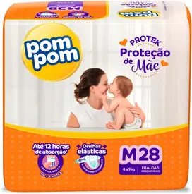 Fralda Pom Pom Derma Protek Proteção de Mãe M 28 Unidades