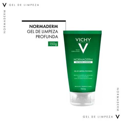 Gel de Limpeza Facial Vichy Normaderm Antioleosidade com Acido Glicolico 150g