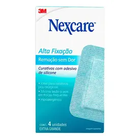 Curativo 3M Nexcare Alta Fixação Remoção Sem Dor Extra Grande 4 Unidades