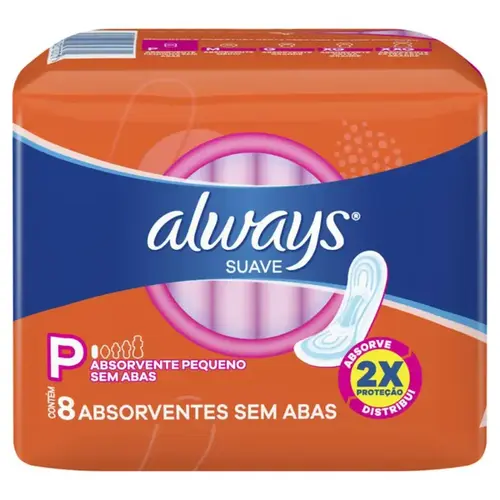 Absorvente Always Super Proteção Suave sem Abas 8 Unidades