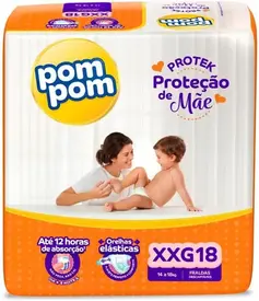 Fralda Pom Pom Derma Protek Proteção de Mãe XXG 18 Unidades