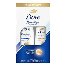 Kit Dove Reconstrução + Aminoácido Shampoo 350ml + Condicionador 175ml