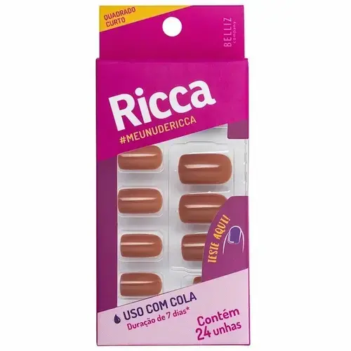 Unhas Postiças Ricca Nude com 24 Unidades