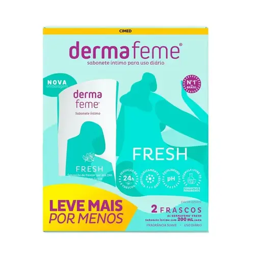 Kit 2 Sabonete Íntimo Dermafeme Fresh 200ml cada