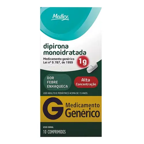 Dipirona Monoidratada 1G Genérico Medley 10 Comprimidos