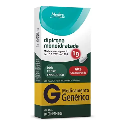 Dipirona Monoidratada 1G Genérico Medley 10 Comprimidos