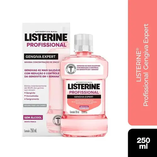 Antisséptico Bucal Listerine Profissional Gengiva Expert Menta Fresca Zero Álcool 250ml