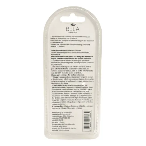Pente para Piolhos e Lêndeas Basic 1 Unidade - Bela Collection