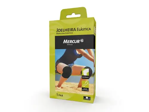 Joelheira Mercur Elástica - Tamanho G - Preta - 1 Par