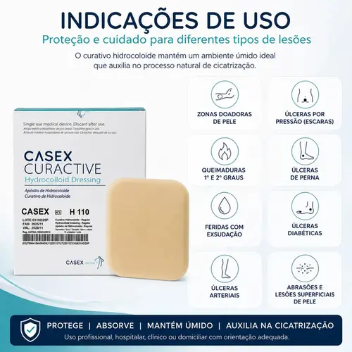 Curativo Hidrocoloide Casex Placa 10x10 cm 1 Unidade