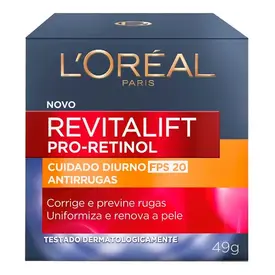 Creme Facial Antirruga L'Oréal Paris Revitalift Por-Retinol Diurno FPS20 49g
