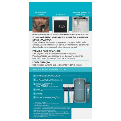 Tonalizante Masculino Grecin 5 Barba e Bigode Castanho Escuro