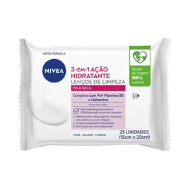 Lenço Demaquilante Nivea - 3 em 1 - Ação Hidratante - 25 Unidades