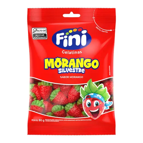Bala de Gelatina Fini Morango Silvestre 80g