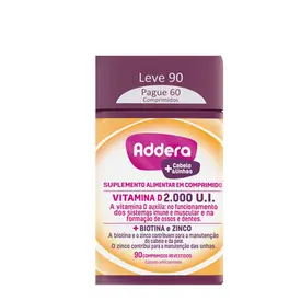 Vitamina D Addera + Cabelos e Unhas 2.000UI 90 Comprimidos - Mantecorp