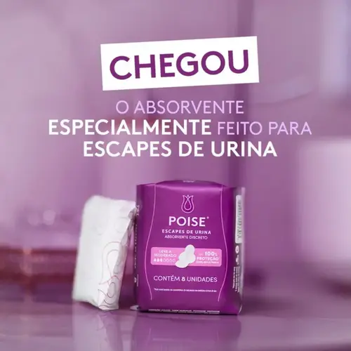 Absorvente para Incontinência Poise Discreto Absorção Leve a Moderada 8 Unidades