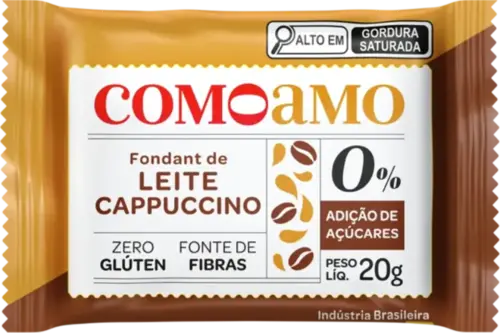 Snack de Fondant ao Leite e Capuccino Como Amo Zero Açúcar e Zero Glúten 20g